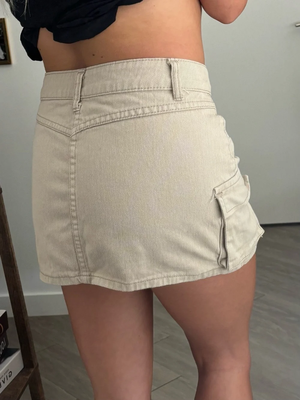 Beige Cargo Pocket Mini Skirt